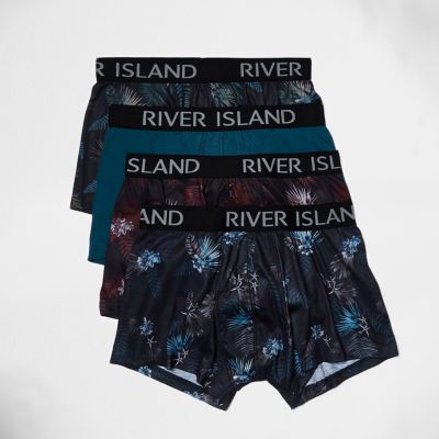 Blue floral print hipster boxers multipack